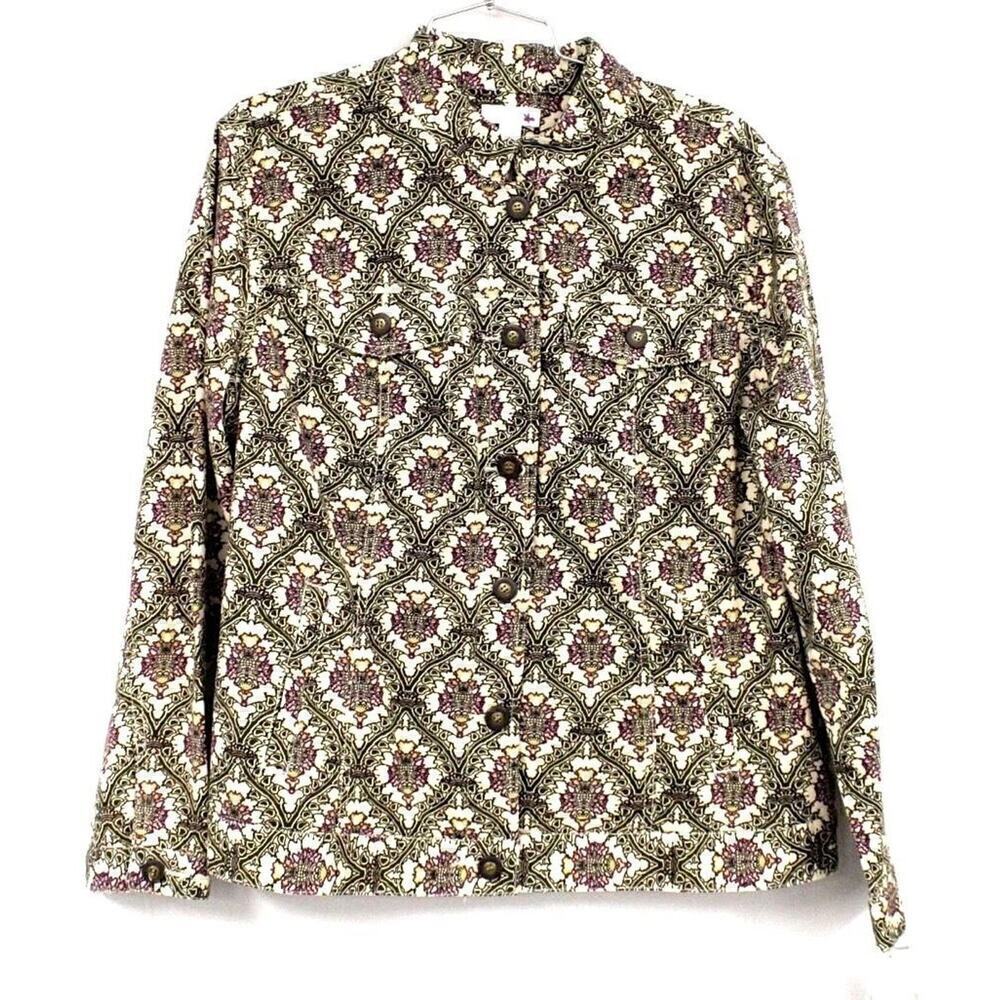 Charter Club Printed Jean Style Jacket Mauritius II 1X Printed NWT $75 Stretch